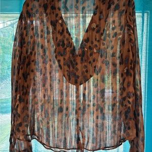 Mystree Cheeta Print Sheer Top